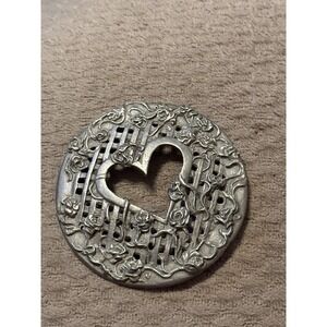 Rawcliffe Pewter Potpourri Lid‎ Only Decorative Heart Flowers PC2708 Vintage